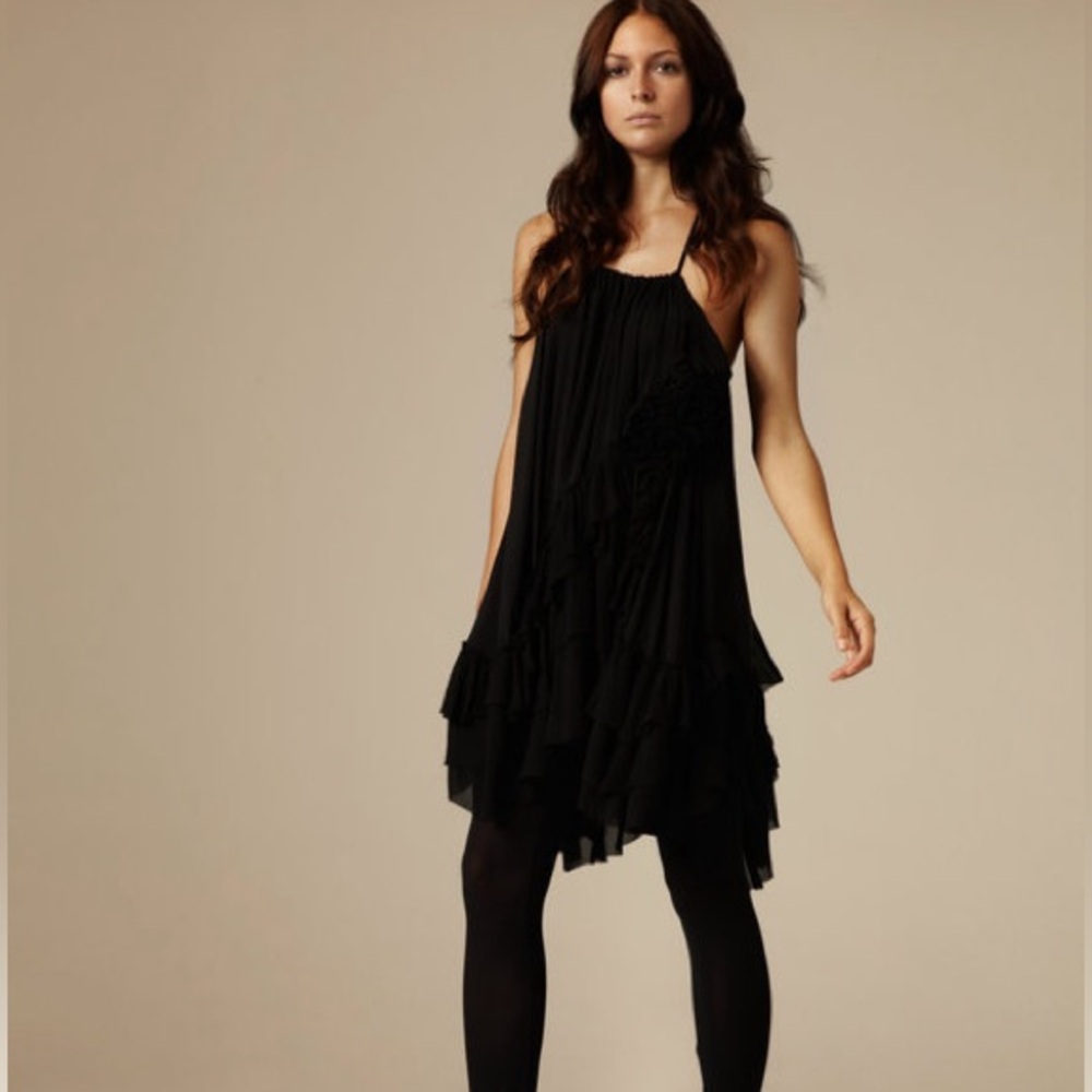 All Saints Black Tiered Halter Dress